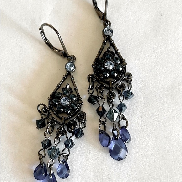1928 Jewelry - Beautiful 1928 Vintage Style Blue Crystal Chandelier Earrings